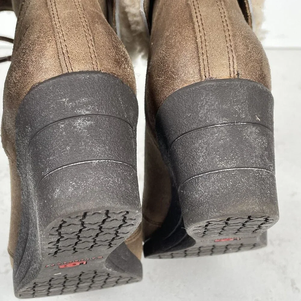 UGG Waterproof Zea Wedge Boots Womens 10 Brown Suede‎ Lace Up
